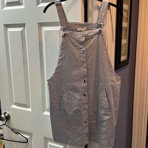Bluish Gray Button-Down Overalls/Jumper Dress